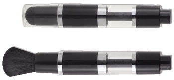Click to Enlarge Studio Direct Black & Silver Refillable Empty Loose Powder Dispensing Pump Brush with Cap