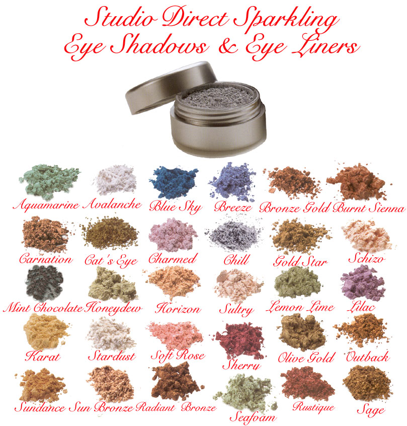 Studio Direct Sparkling Eye Shadows and Eye Liners Color Selection Chart