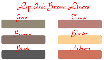 Click to Enlarge Lip Ink Brow Liners Color Selection Chart