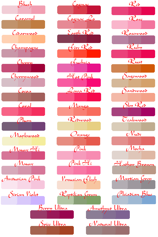 Lip Ink Semi Permanent Lip Color Chart