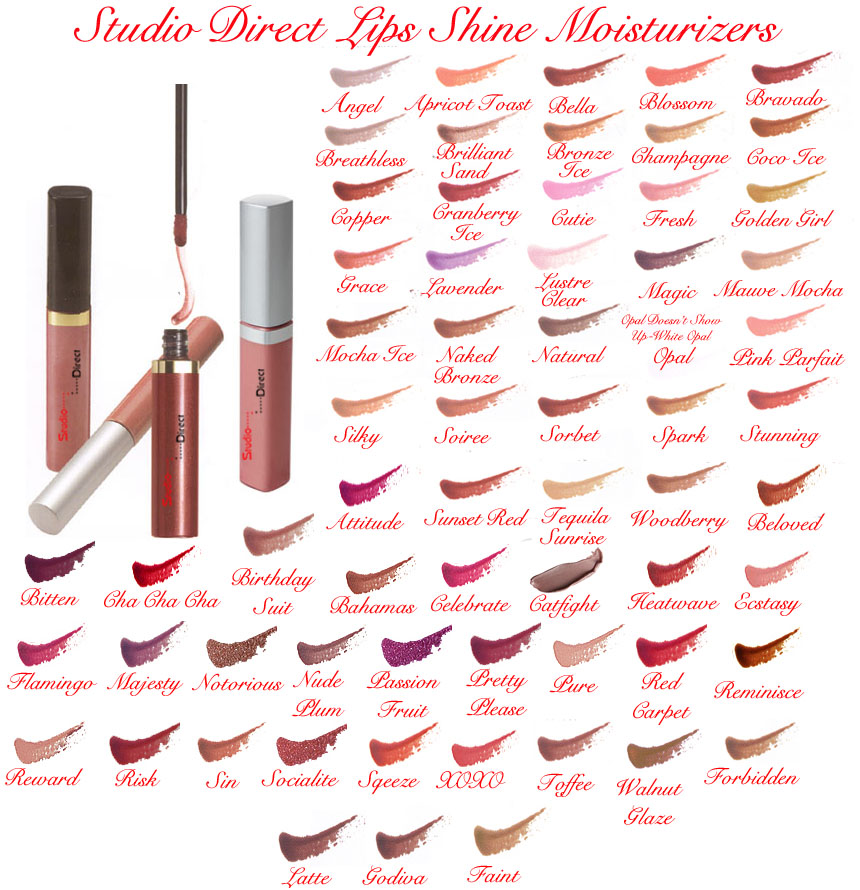 Studio Direct Liquid Lips Shine Moisturizer Color Selection Chart