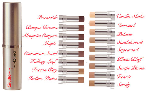 Studio Direct Gentlemens' Confidence Corrector Duo Foundation Stick w SPF 18 Color Selection Chart