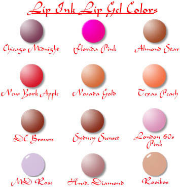 Lip Ink Semi Permanent Lip Gel Color Selection Chart