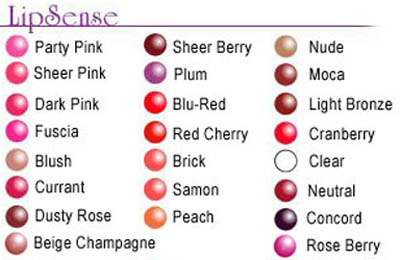 Senegence Lip Color Selection Chart