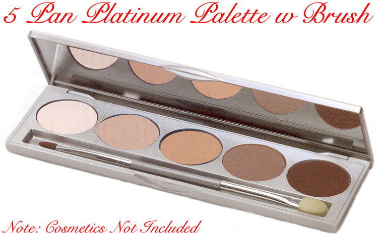 Studio Direct Empty Platinum 5 Pan Palette w Dual Ended Brush