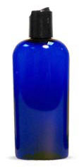 Blue Cosmo Oval Bottle w Black Disc Cap