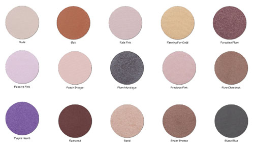 Studio Direct Mineral Eyeshadow Selection Chart